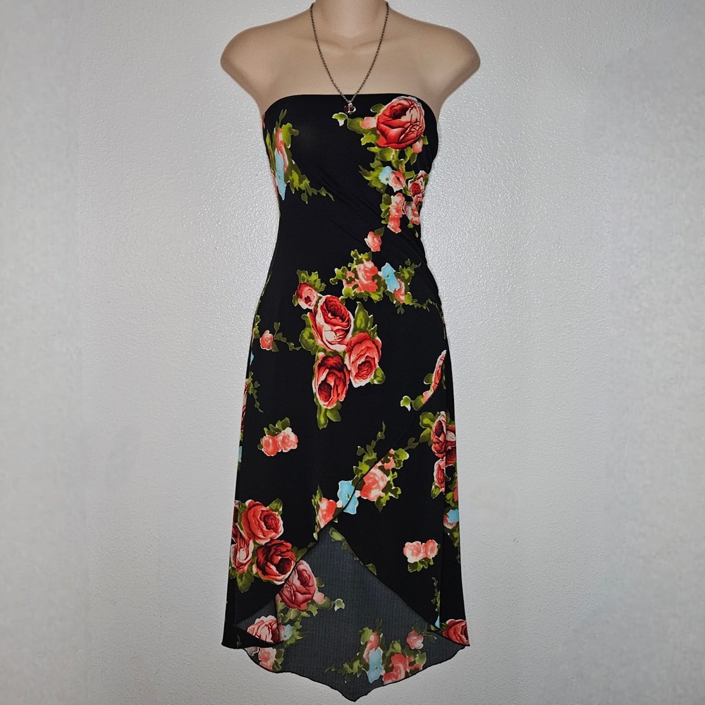 Forever 21 Y2k Floral Strapless Tube Dress